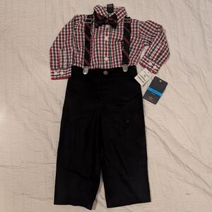 Dockers Red Plaid Shirt and Black Pants Set